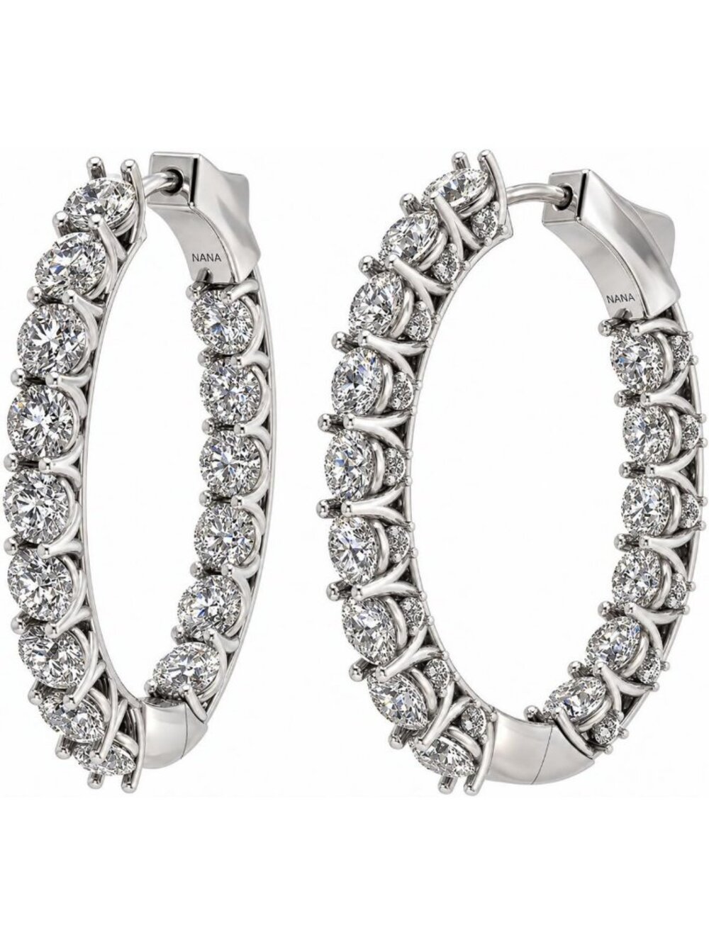 Elegant Oval & Round Hoop Earrings in Solid 925 Sterling Silver with Zirconia